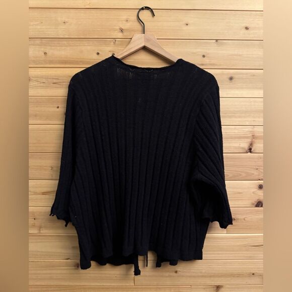 NWT Torrid Size 2 Black Tie Front Cropped Elbow Sleeve Shrug Cardigan - Picture 9 of 12